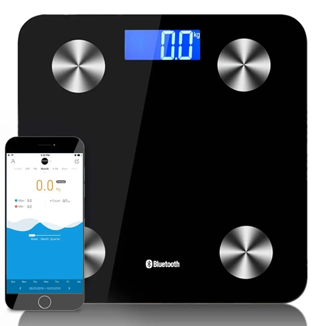 Soga Wireless Bluetooth Digital Body Fat Scale Bathroom Health Analyser Weight Black