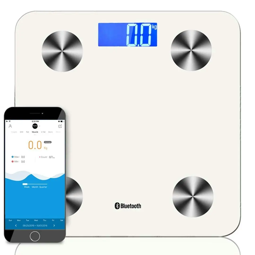 Soga Wireless Bluetooth Digital Body Fat Scale Bathroom Health Analyser Weight White