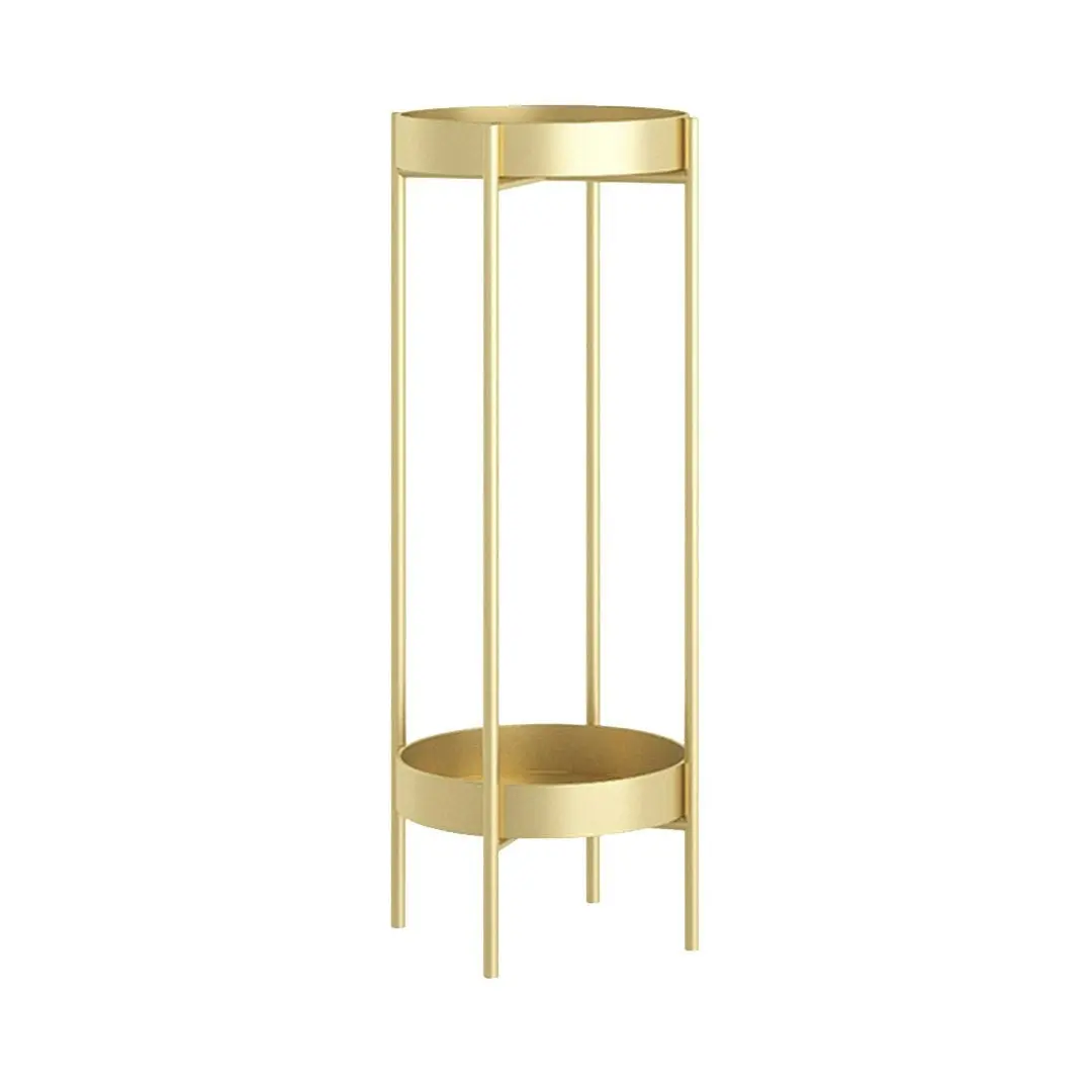 Soga 2 Layer 80cm Gold Metal Plant Stand Flower Pot Holder Corner Shelving Rack Indoor Display