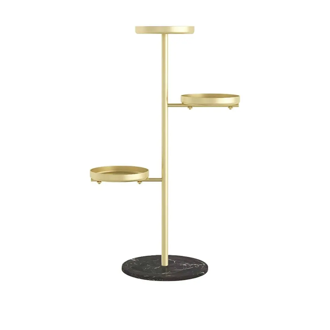 Soga 3 Tier Gold Round Plant Stand Flowerpot Tray Display Living Room Balcony Metal Decorative Shelf