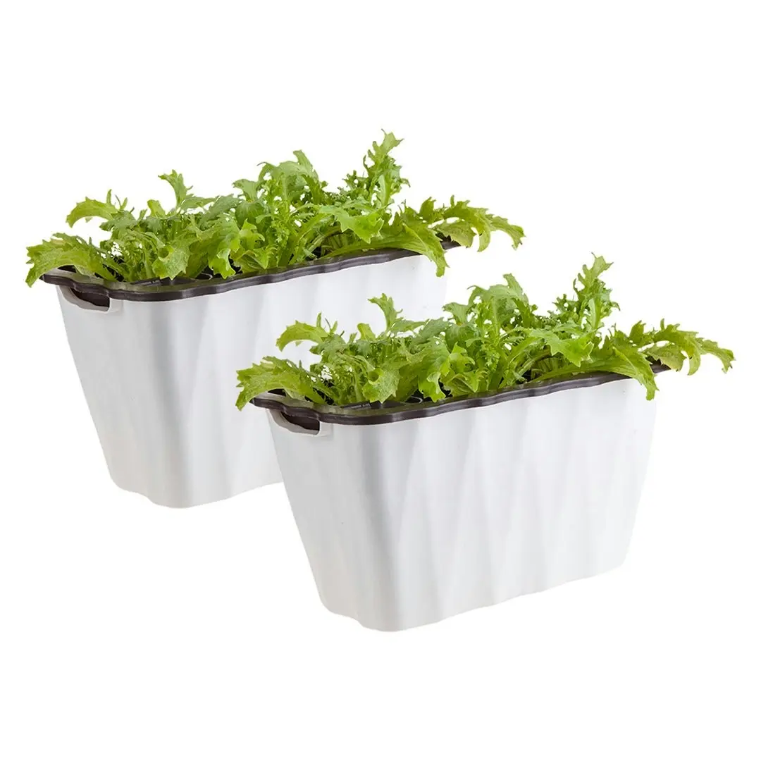 Soga 2X 35cm Small White Rectangular Flowerpot Vegetable Herb Flower Outdoor Plastic Box Garden Decor