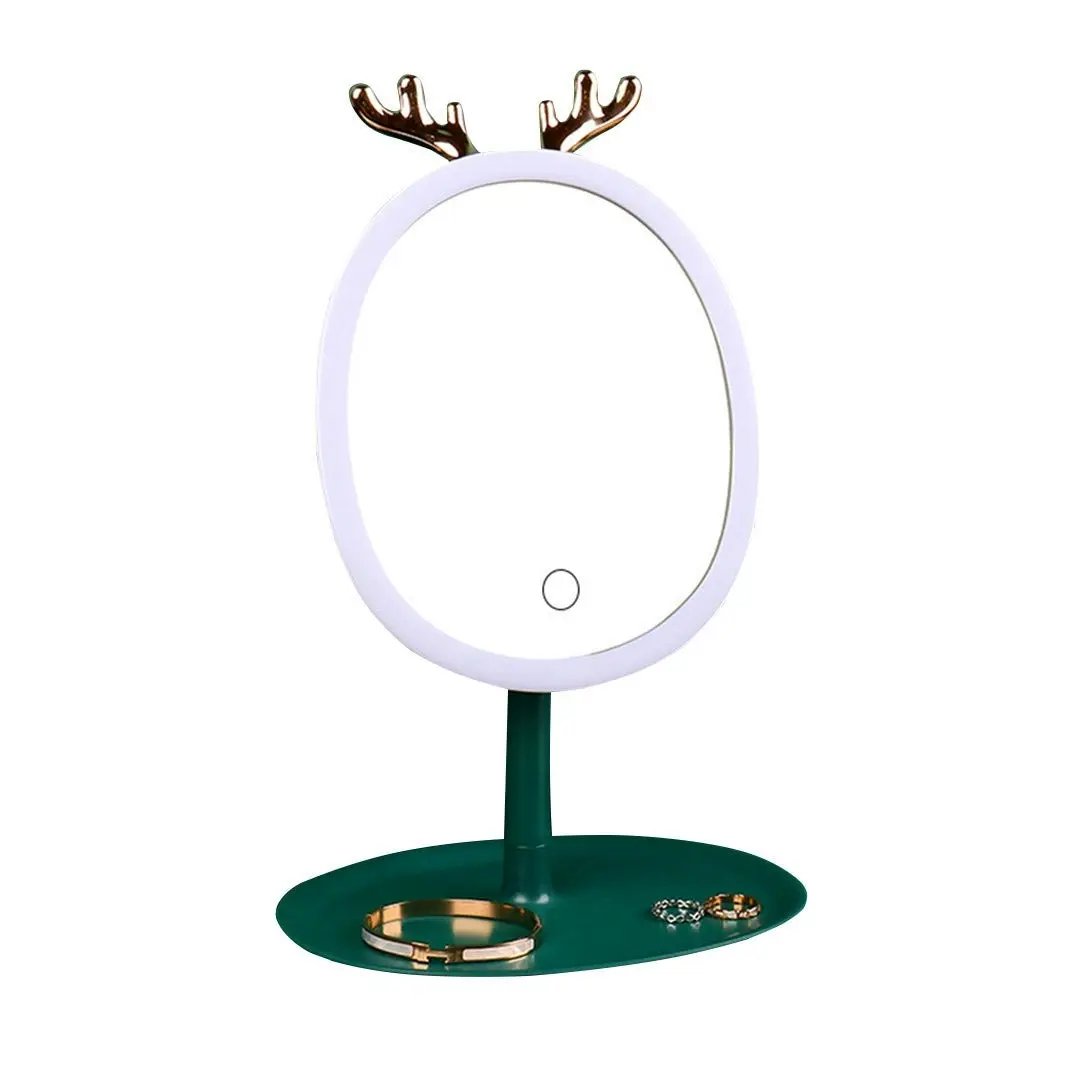 Soga Green Antler LED Light Makeup Mirror Tabletop Vanity Home Decor