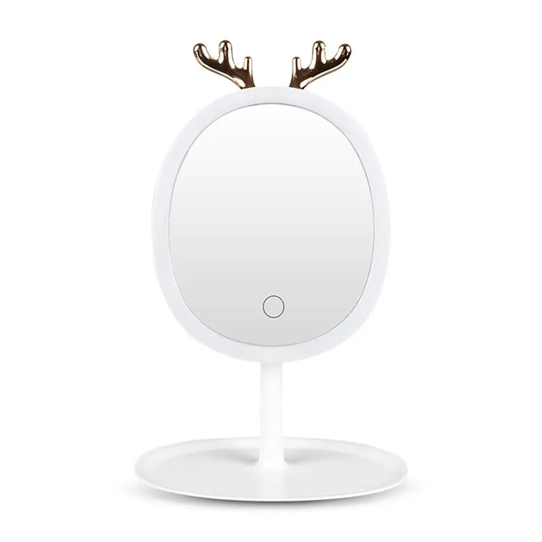 Soga White Antler LED Light Makeup Mirror Tabletop Vanity Home Decor