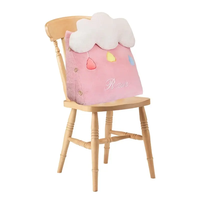 Soga Pink Cute Rain Cloud Cushion Soft Leaning Lumbar Wedge Pillow Bedside Plush Home Decor