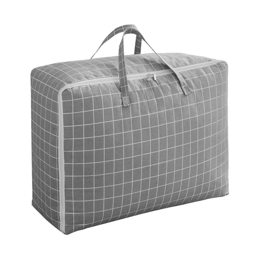 Soga Grey Plaid Large Storage Luggage Bag Double Zipper Foldable Travel Organiser Essentials