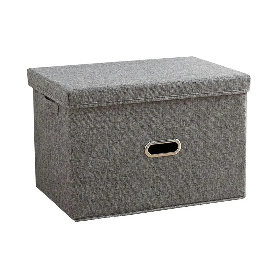 Soga Grey Small Foldable Canvas Storage Box Cube Clothes Basket Organiser Home Decorative Box