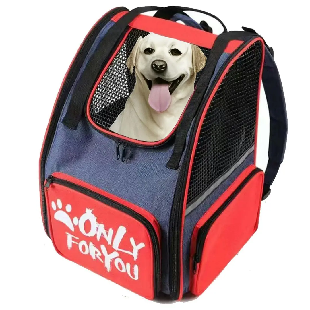 Soga Red Pet Carrier Backpack Breathable Mesh Portable Safety Travel Essentials Outdoor Bag