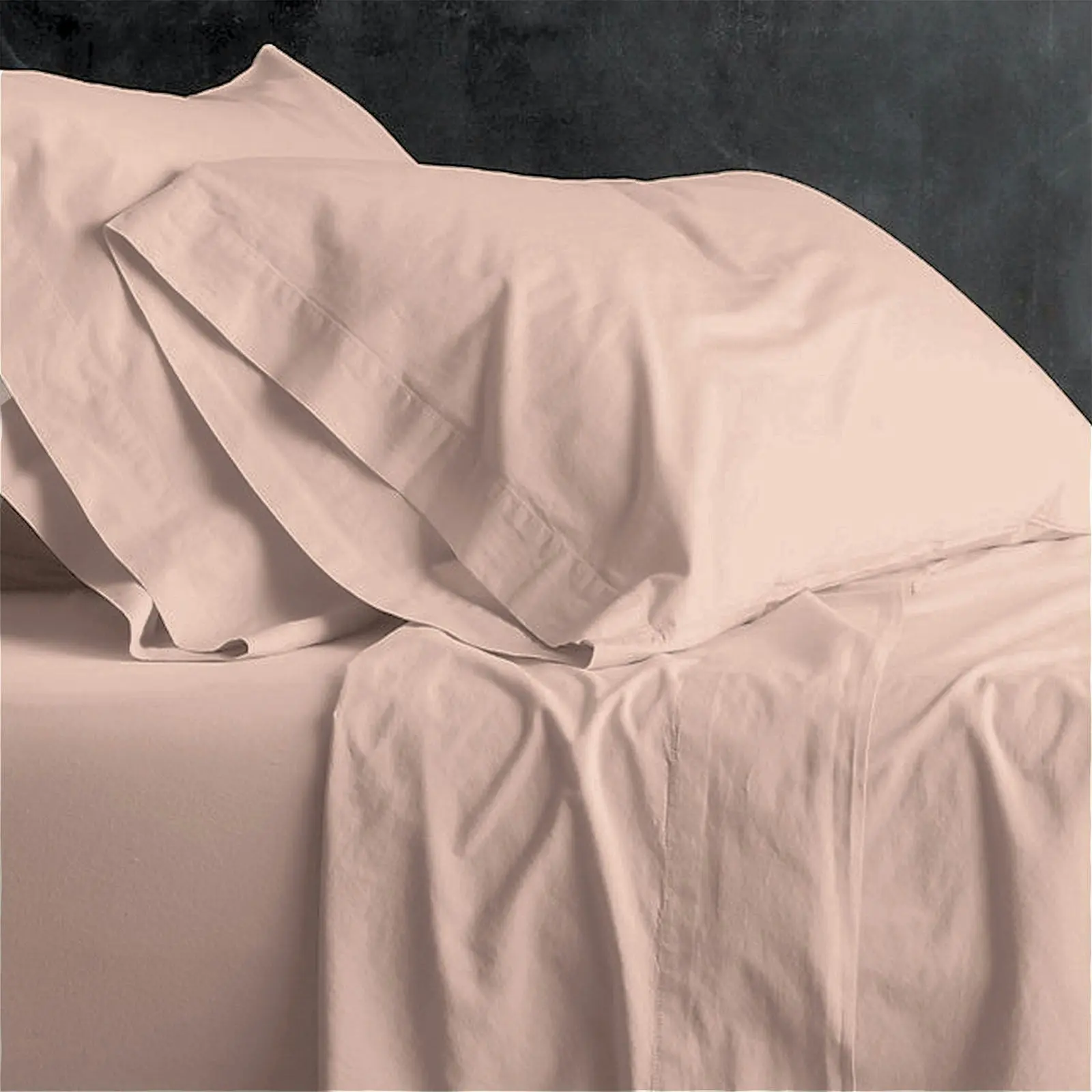 European Vintage Washed Cotton Sheet Sets Blush