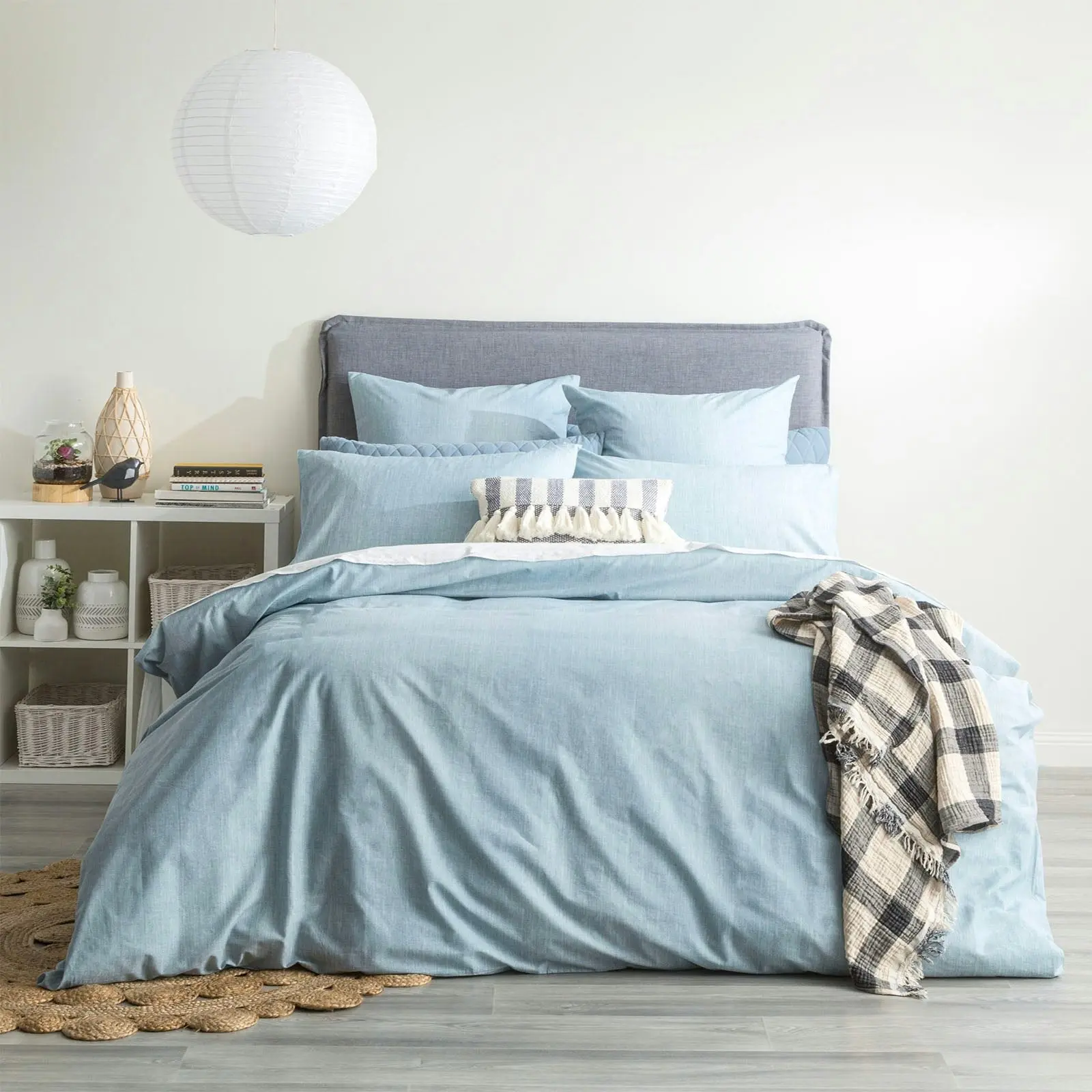 Chambray Cotton Quilt cover Set Aquatic