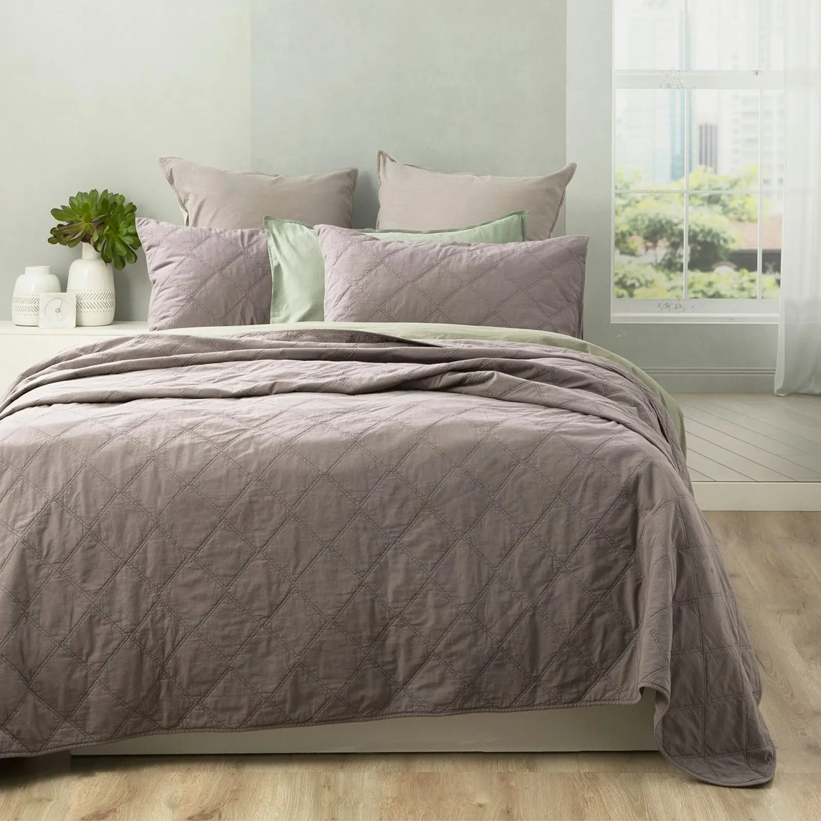 Attwood Quilted Coverlet Charcoal