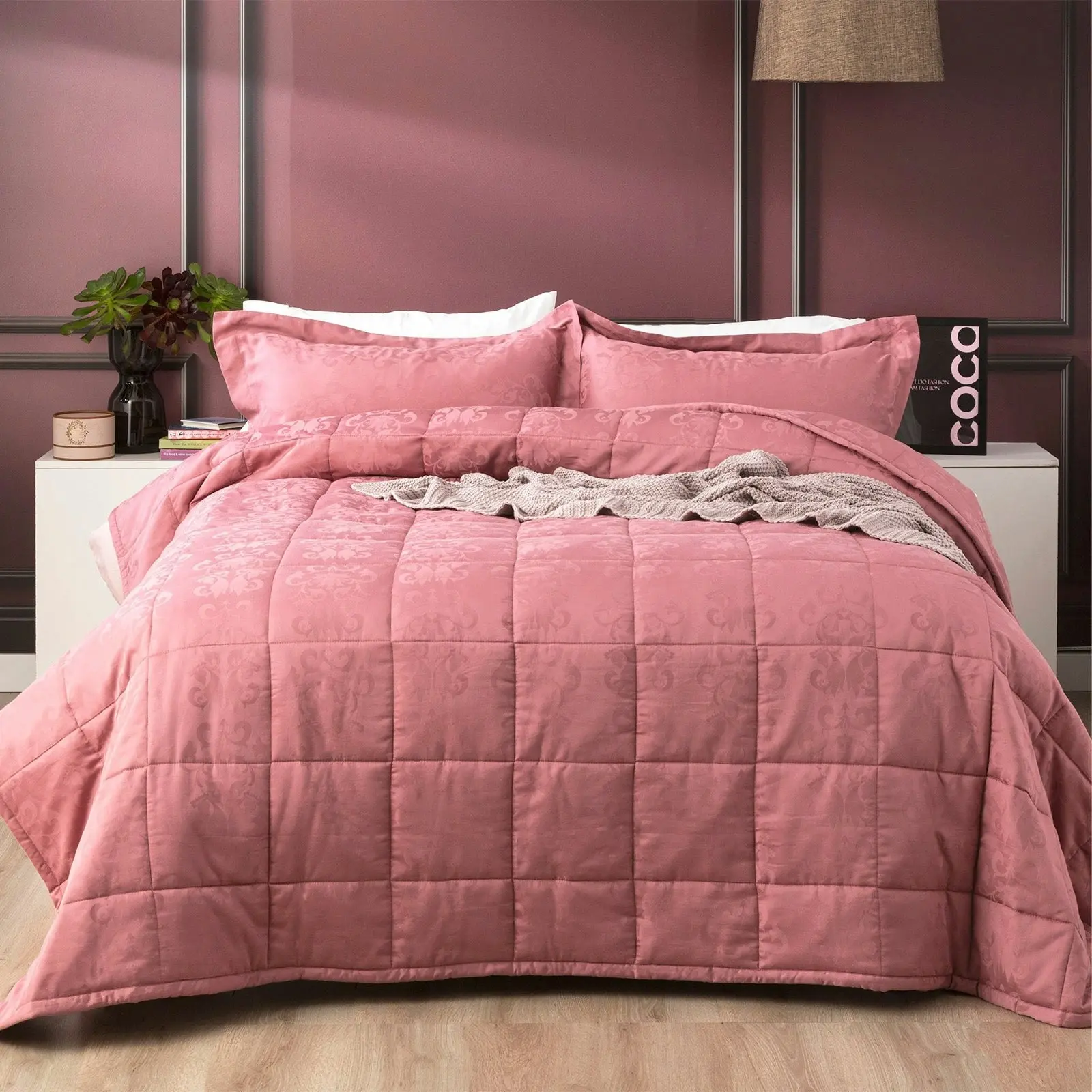 Paisley Comforter sets Cotton Jacquard Rose