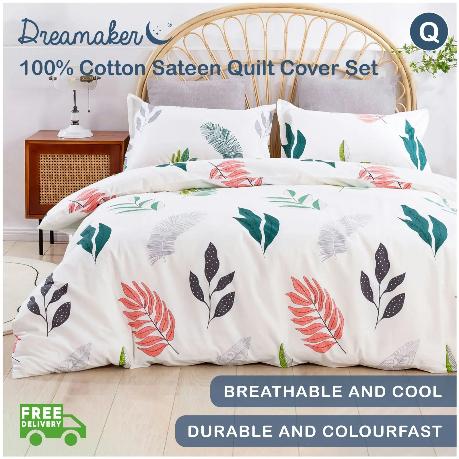 Dreamaker Printed Quilt Cover Set Undertint Queen Bed