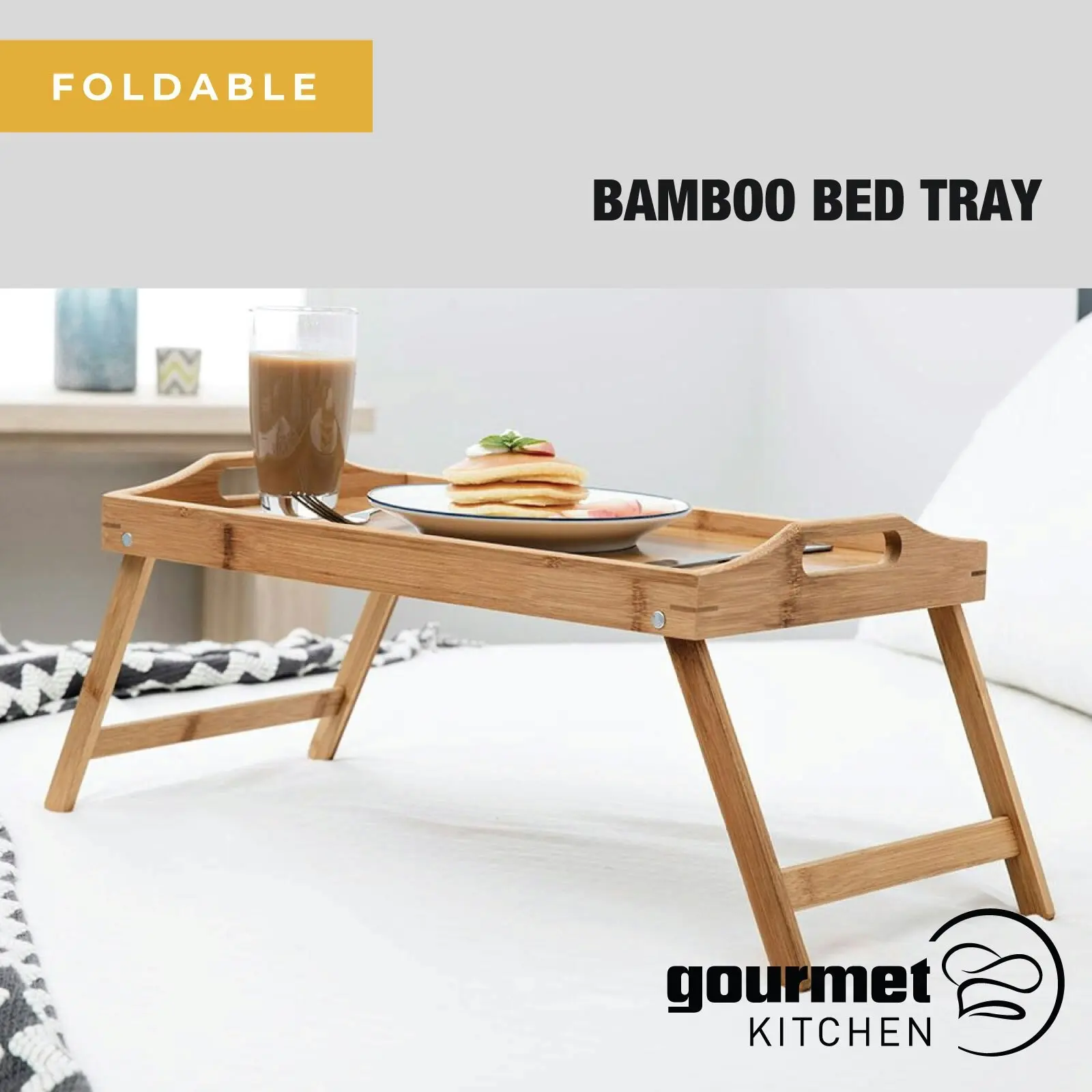 Gourmet Kitchen Bamboo Breakfast In Bed Tray Wood Brown