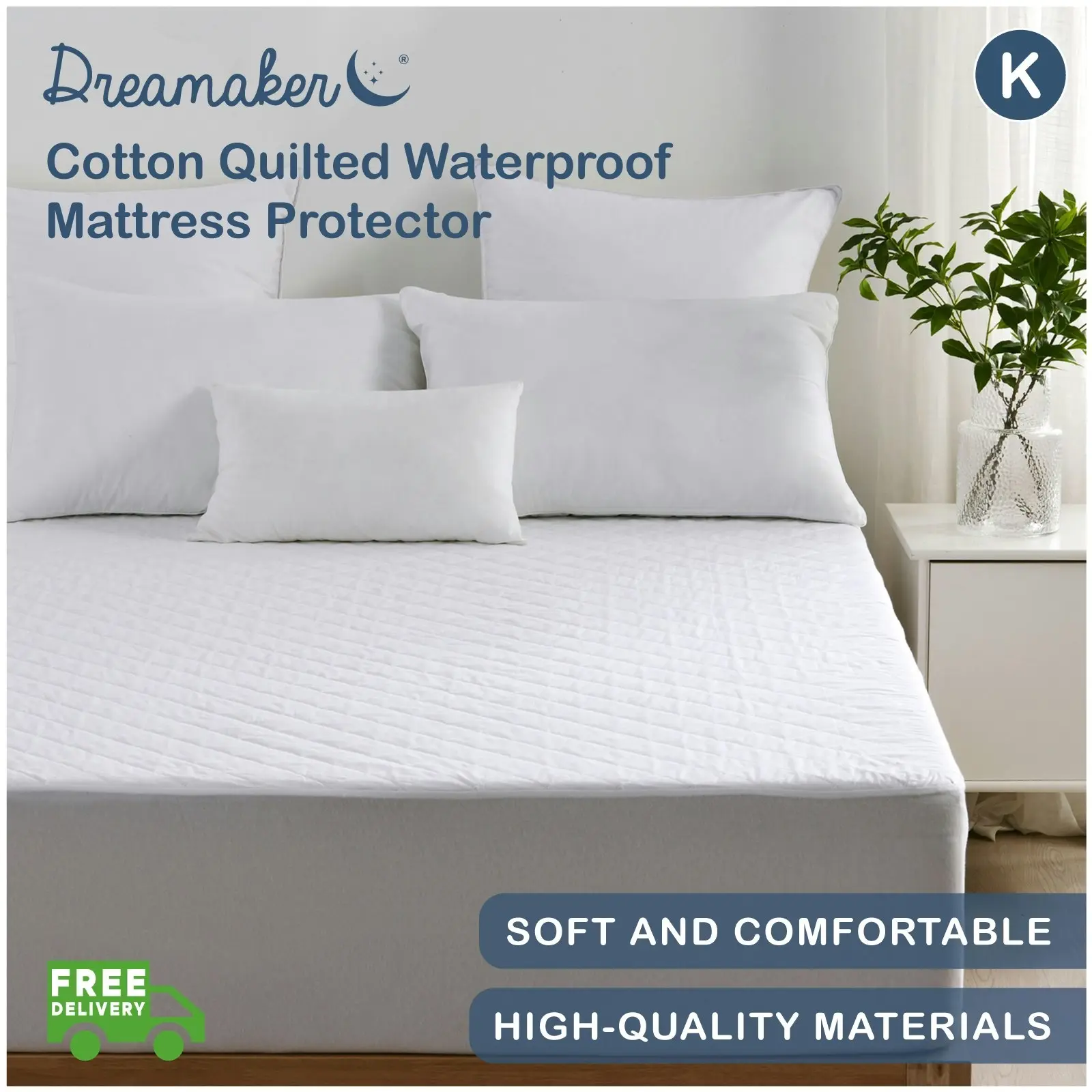 Dreamaker Cotton Quilted Waterproof Mattress Protector King Bed