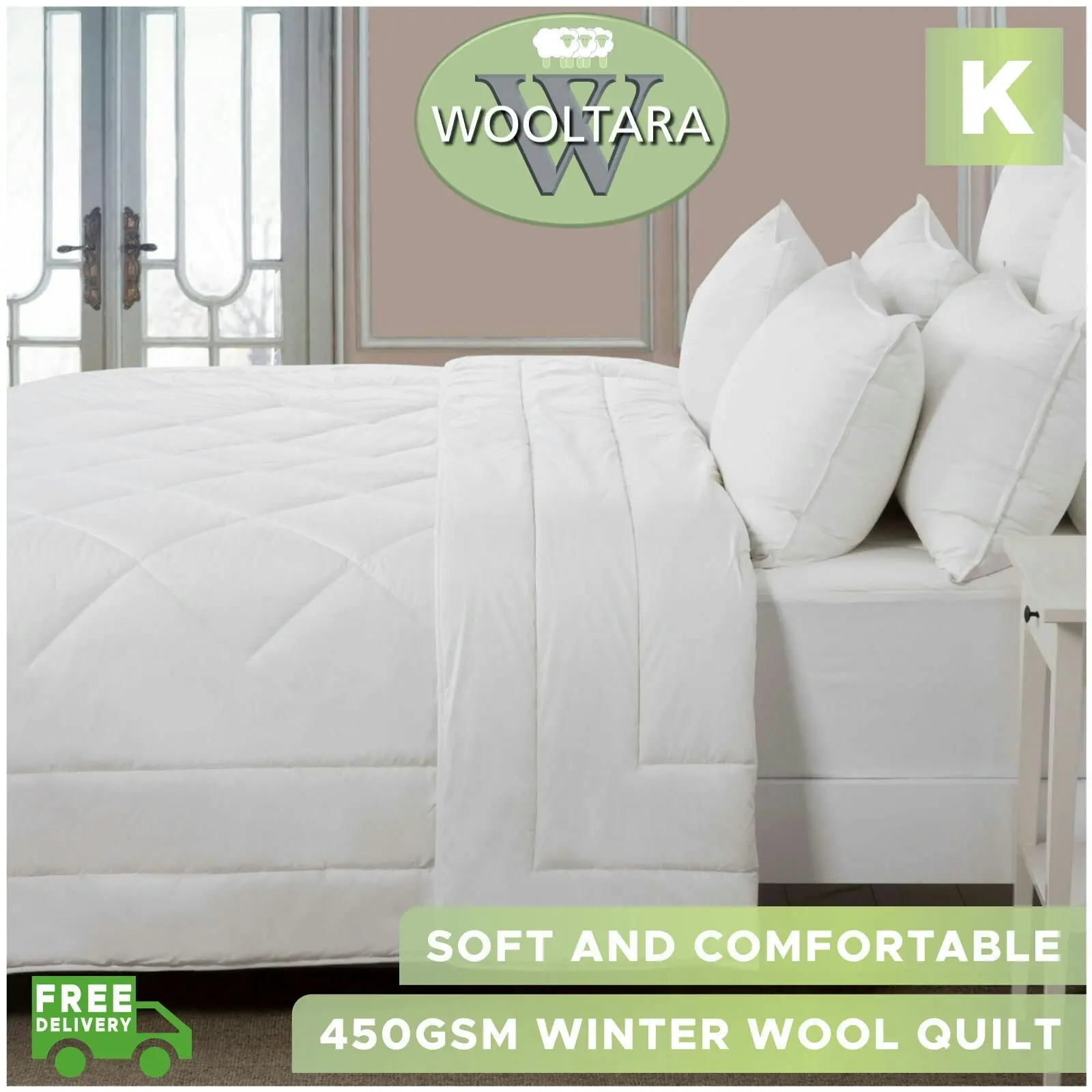 Wooltara Classic 450 GSM Winter Australian Wool Quilt - King Bed