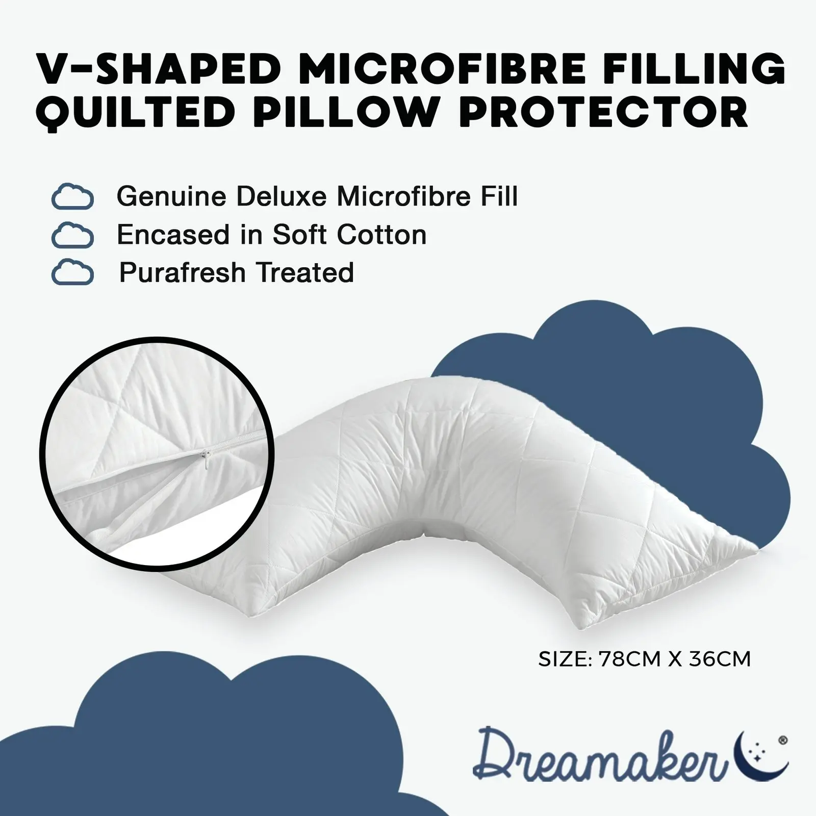 9009517 Dreamaker V shape quilted pillow protector