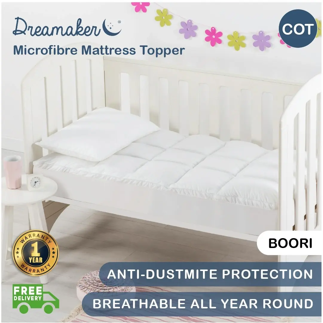 Dreamaker Baby Down Alternative Microfibre Cot Size Mattress Topper Boori