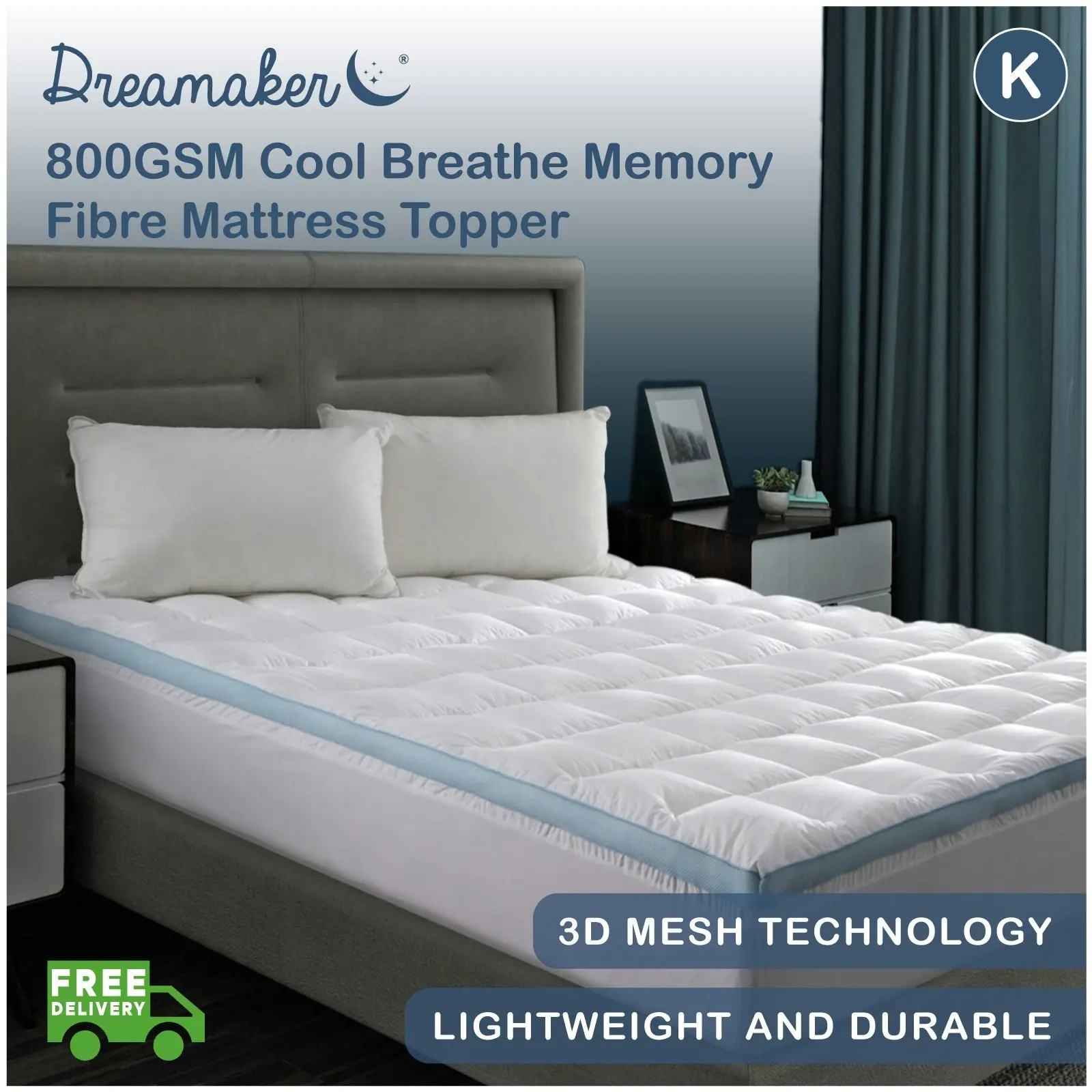 9009484 Cool Breathe Memory Fibre Mattress Topper KB