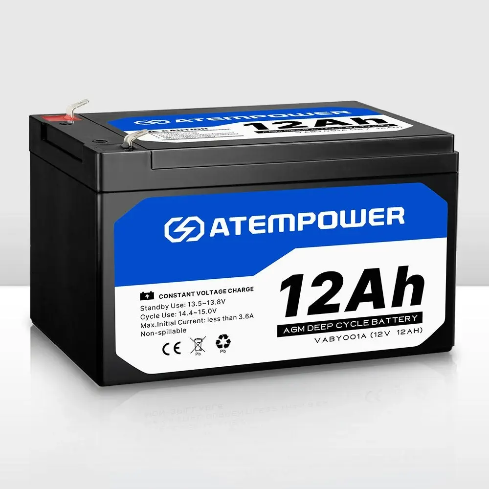 Atem Power 12V 12AH AMP Hour Battery AGM SLA Deep Cycle Fridge Dual Solar Power