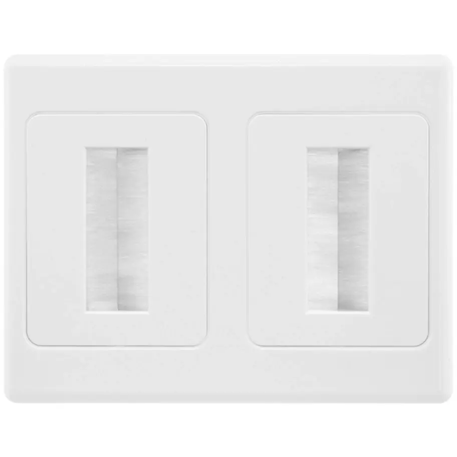 Dual Wall Plate Brush Wallplate Outlet Cover for Cable Lead Management/organiser