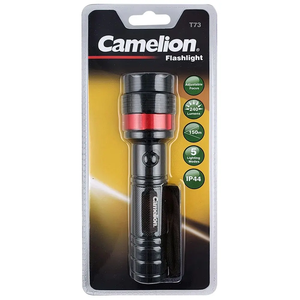 Camelion XML-T6 LED Light 240 Lumen IP44 Torch Flashlight w/3x AAA Battery Black