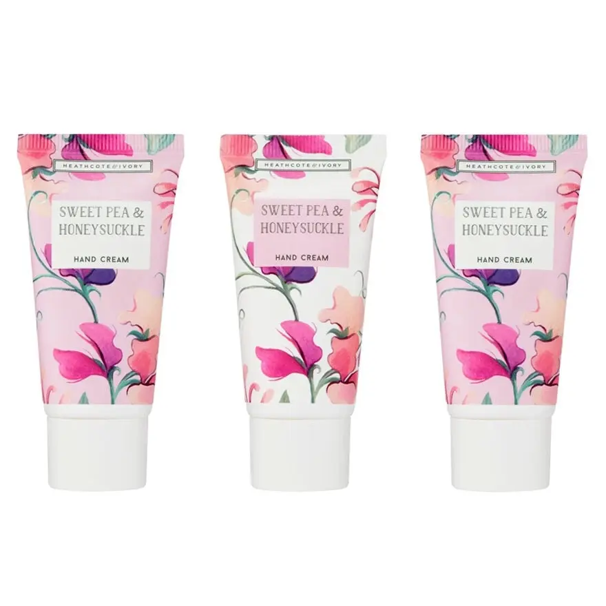 3pc Heathcote & Ivory 30ml Sweet Pea & Honeysuckle Hand Cream Travel Size