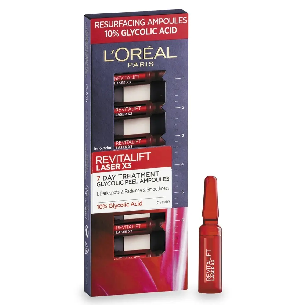 7pc Loreal Paris Revitalift Laser Renew Glycolic Ampoule Skincare/Rejuvination