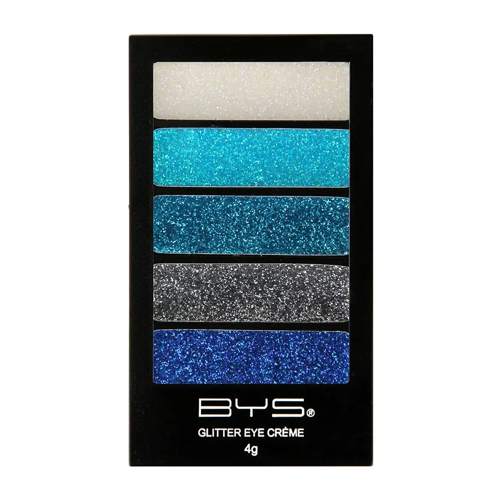 BYS Glitter Creme 4g Gel Base Makeup/Cosmetics Palette Platinum Blues 5 Shades