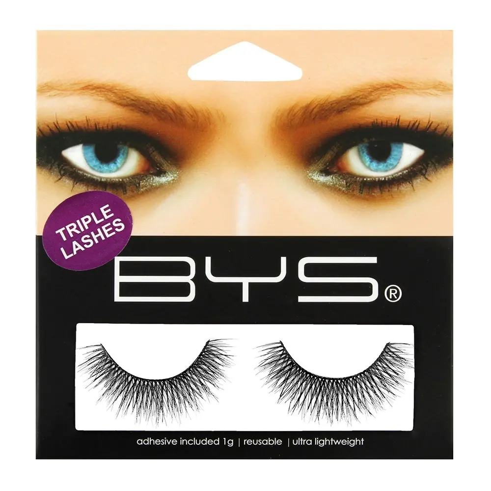 BYS 1g Triple Temptation Synthetic Fake/False Eyelashes Makeup Lightweight Black