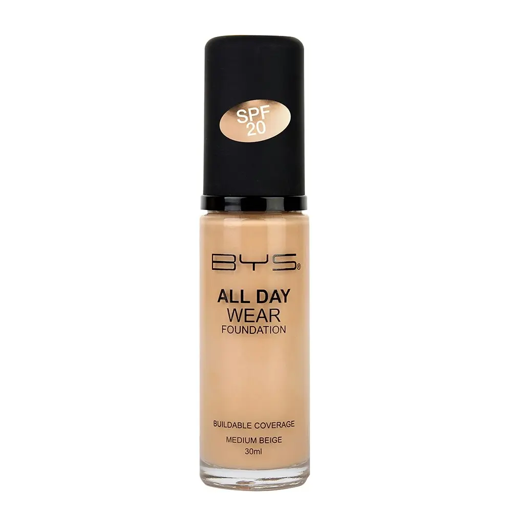 BYS 30ml All Day Wear SPF20 Liquid Foundation Makeup Face Cosmetics Medium Beige