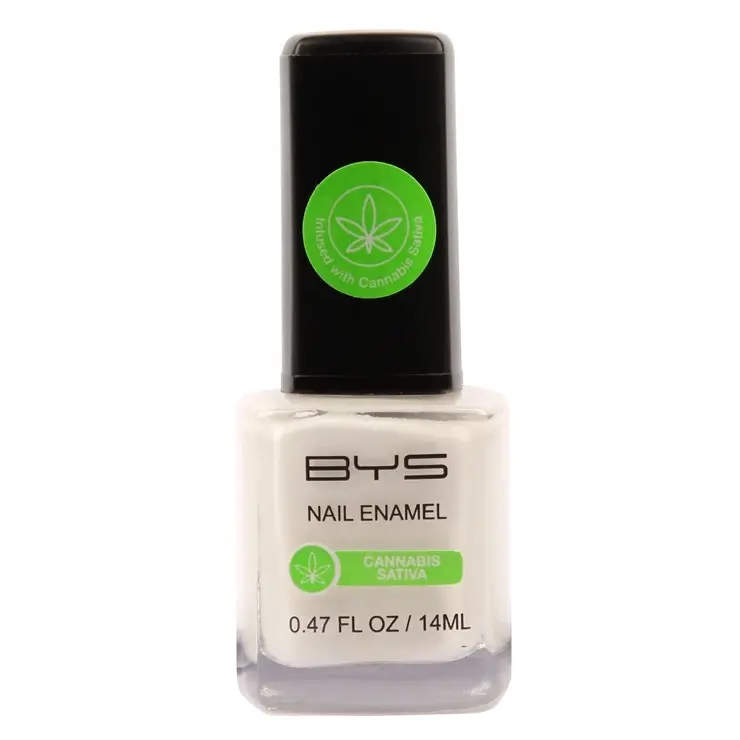 BYS Nail Polish W/Cannabis Sativa Oil Enamel Lacquer Gloss Quick Dry 14ml WHT