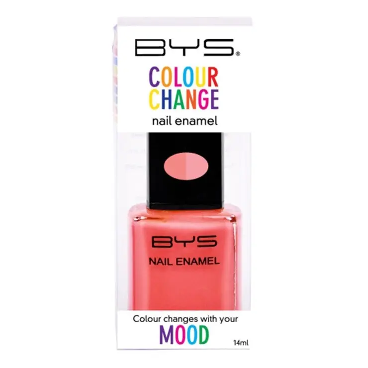 BYS Colour Change Salmon Nail Polish Enamel Lacquer Lasting Quick Dry 14ml Pink