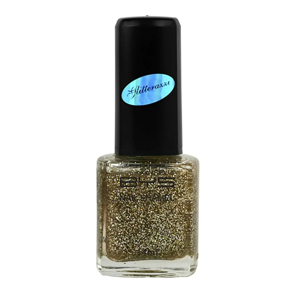 BYS Glitterazzi Gold Finger Nail Polish Enamel Lacquer Glitter Quick Dry 14ml