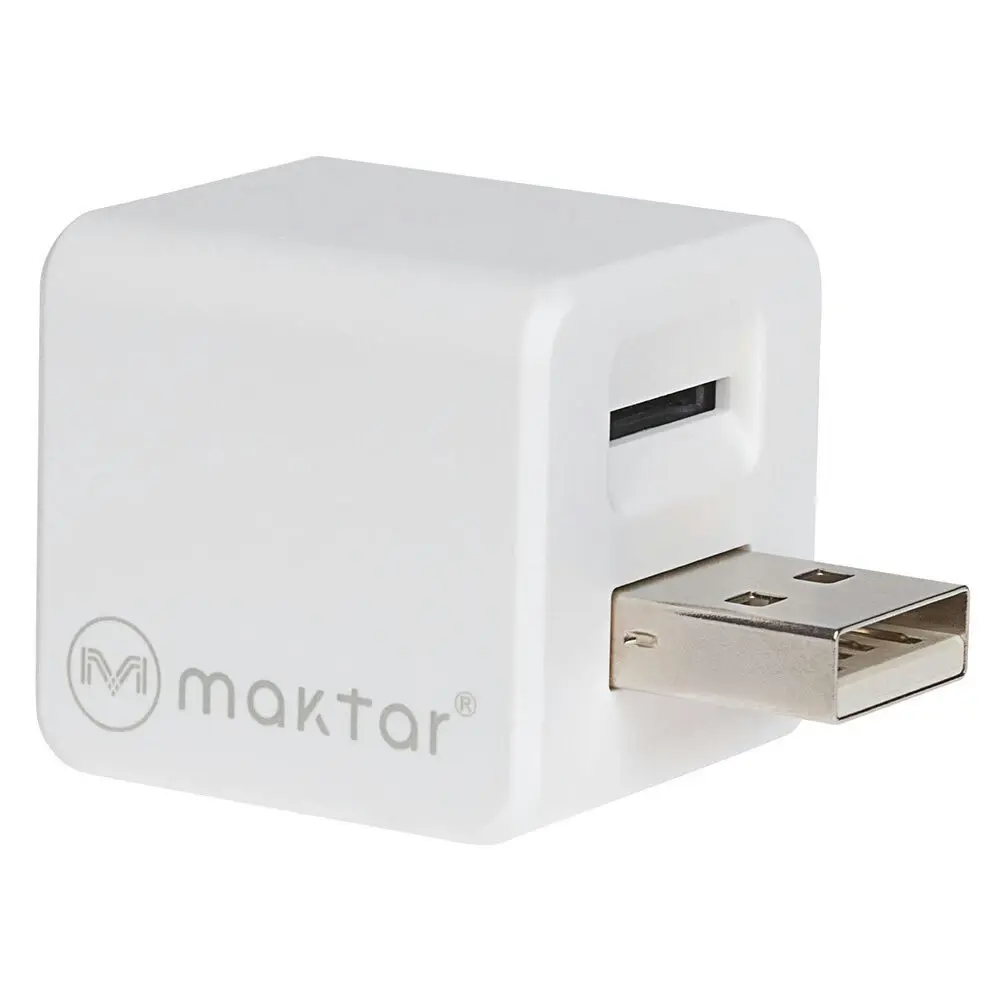 Maktar MKPQ-W Qubii 5V Auto Backup Data/USB Charger f/ Apple iPhones/iPad White