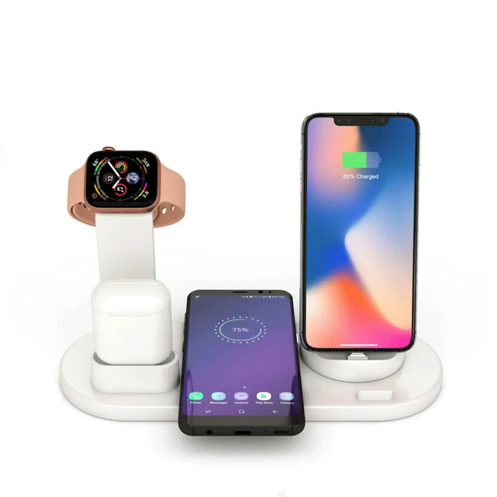 Wireless Charger Station/Micro/USB-C for iPhone/Apple Watch/Airpods/Samsung BLK