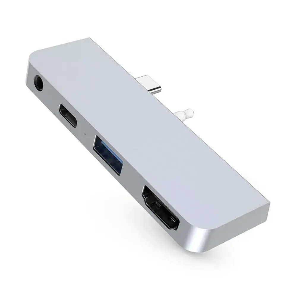 HyperDrive Type-C to HDMI/USB-A/USB-C/3.5mm Adapter Hub for Surface Go Silver