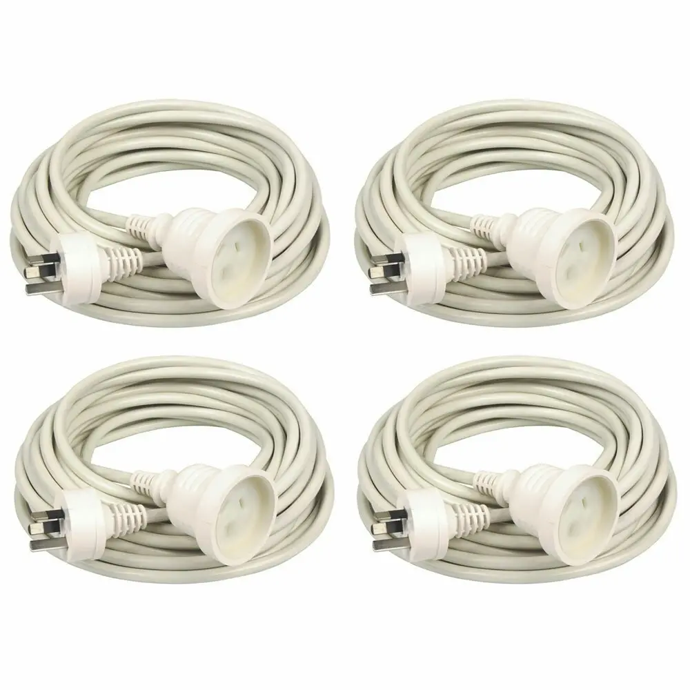 4PK Kensington 5m 2400W AU/NZ Power Extension Cable Lead Cord 10Amp Plug White