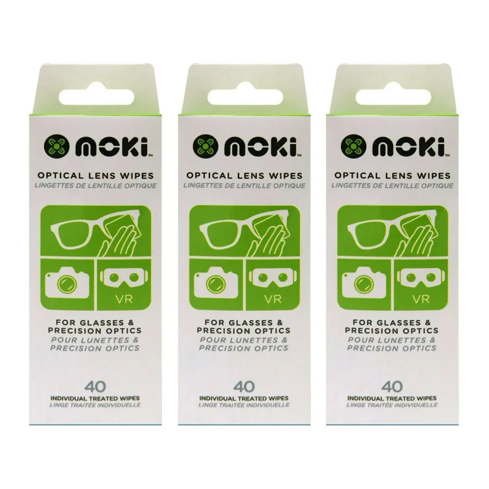 3x 40pc Moki Optical Lens Wipes Cleaner Cleaning Wet Tissue for Camera/VR/Phone