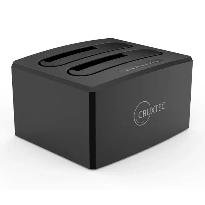 Cruxtec 2 Bay 2.5in/3.5in 1-to-1 Clone Hard Drive Docking Station Storage Black