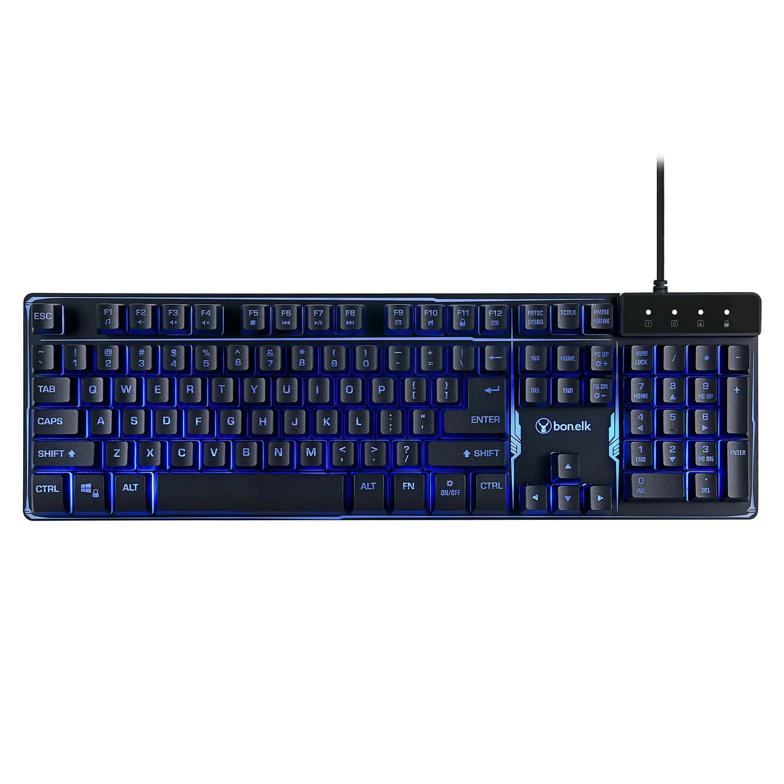 Bonelk K-308 Full Size Anti-Ghosting Gaming LED Backlit Wired USB Keyboard Black