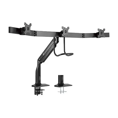 Brateck Triple 17"-32" Monitors Arm Mount Bracket Gas Spring Switch Aluminum BLK