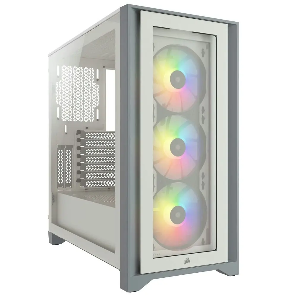 Corsair iCUE 4000X RGB Tempered Glass Mid-Tower E-ATX/ATX Case for Gaming PC WHT