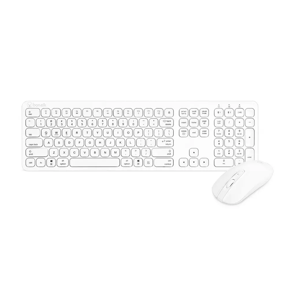 Bonelk KM-447 Bluetooth/2.4GHz Wireless Keyboard/Mouse Combo For Smartphones WHT