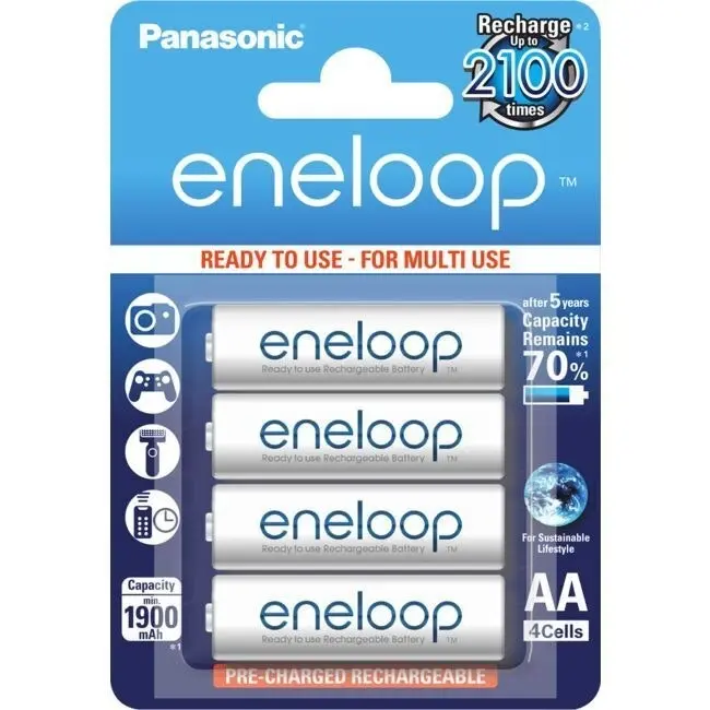 4PK Panasonic Eneloop AA 1.2V 2000mAh NiMH Rechargeable Reusable Battery f/Toys