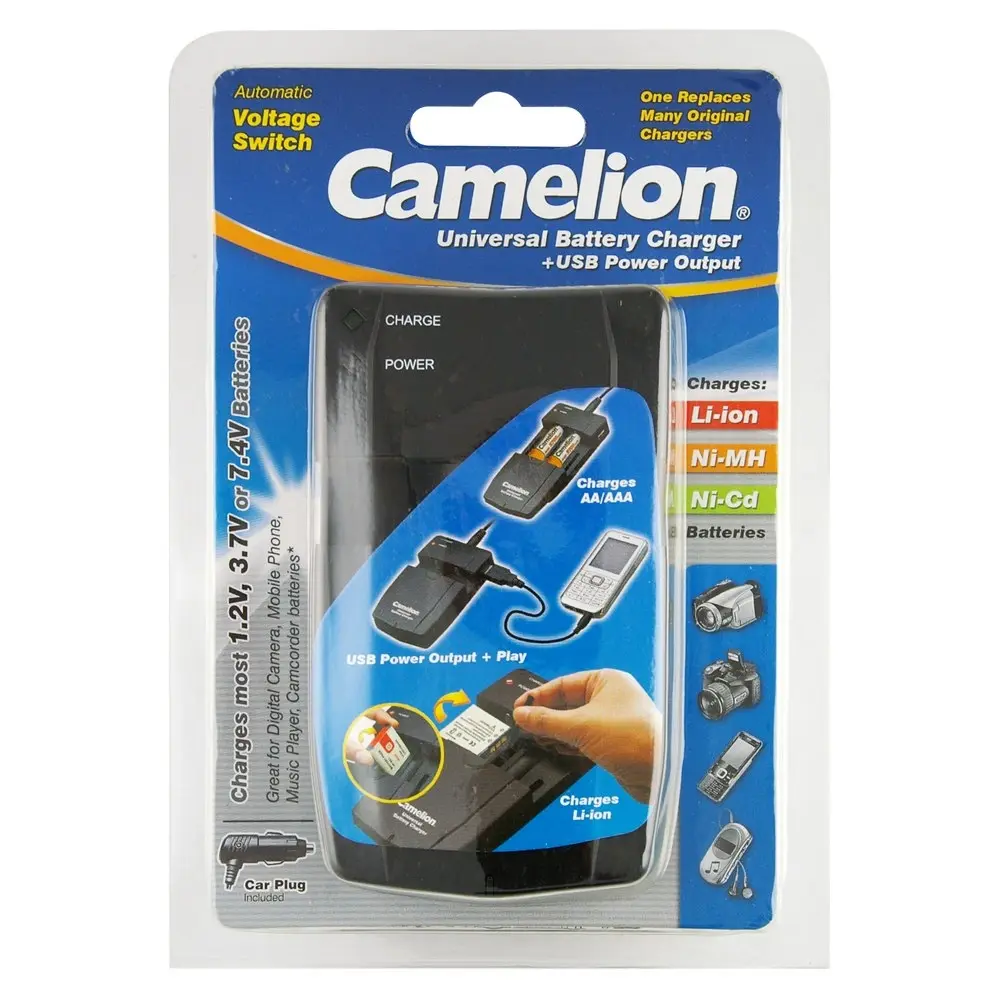 Camelion Universal USB Power Charger for Battery 1.2V 3.7V/7.4V/AA Mobile Phones