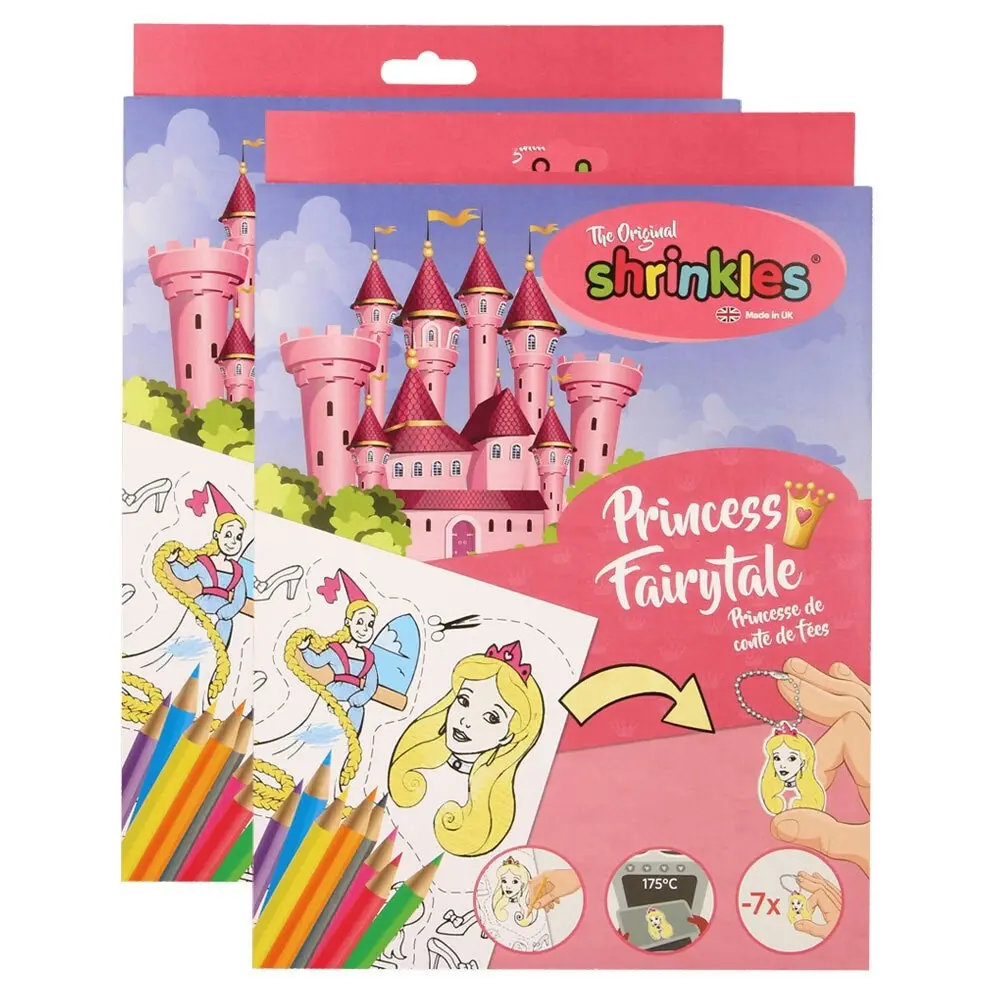 2x Shrinkles Fairytale Princess Bumper Box Colour Pencils 35cm Fun Activity 3y+