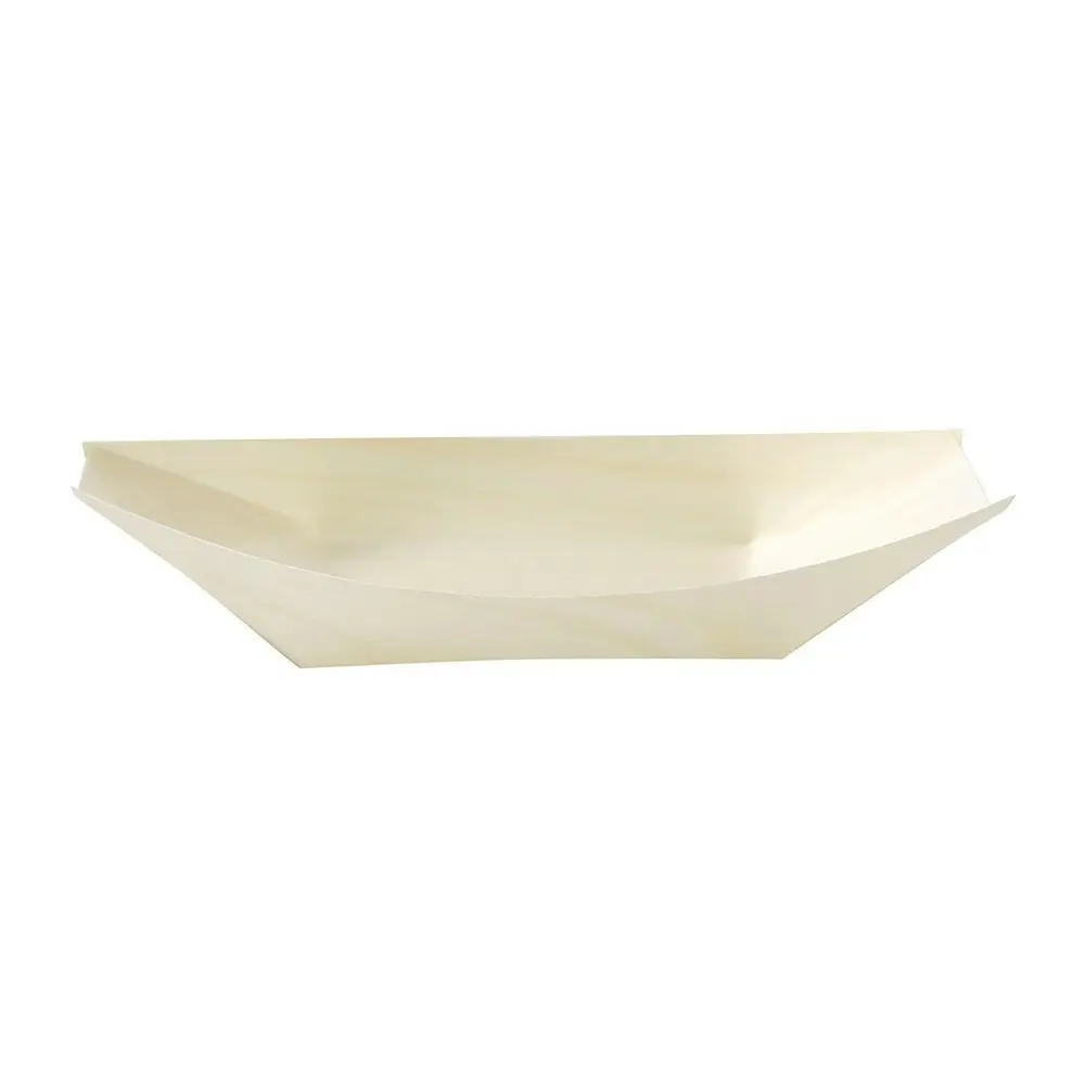 64pc Lemon & Lime Eco Wood 18.5cm Disposable Food Serving Boat Plate Catering