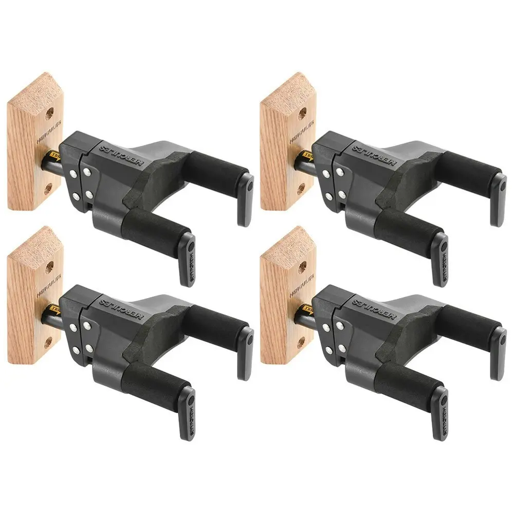 4x Hercules  Wood Block Auto-Swivel Wall Guitar Hanger/Holder w Neck Adjustment