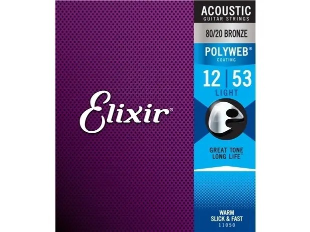 Elixir #11025 Acoustic Polyweb Guitar Instrument String 80/20 Bronze 12-53 Light