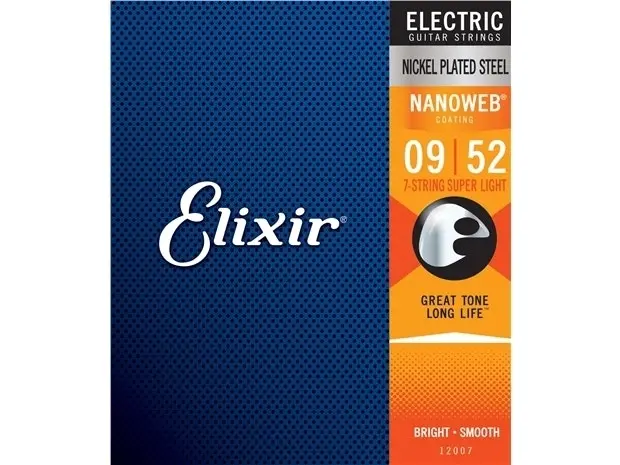 Elixir #12007 Electric Nanoweb 7 Strings Nickel Plated Steel Super 9-52 Light